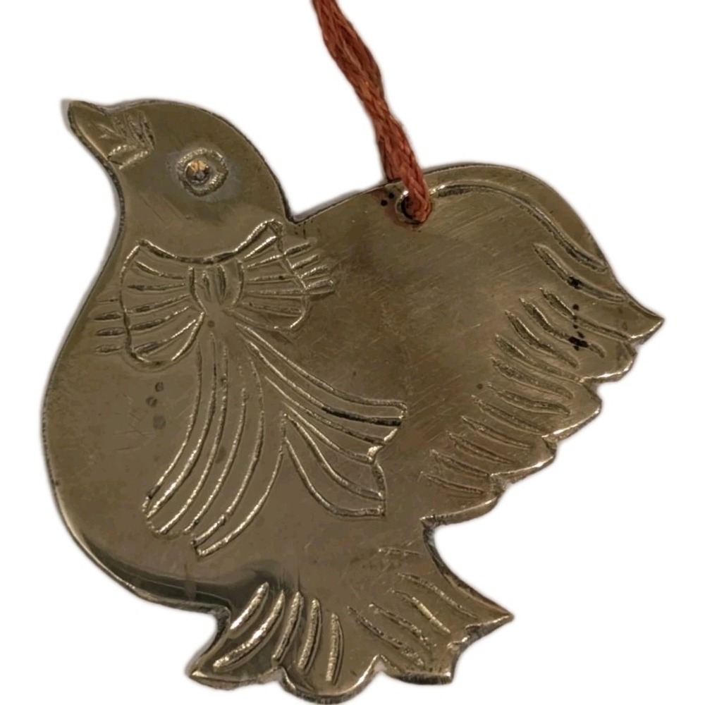 Vintage Gold Tone Dove Christmas Ornament 2.5"
